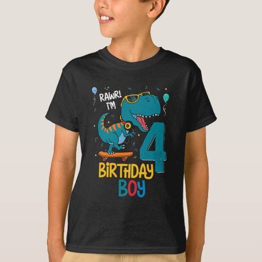 Vierde verjaardag Trex Boy 4 T-shirt (Voorkant)