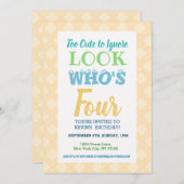 Vierde verjaardag uitnodiging formulering (Voorkant / Achterkant)