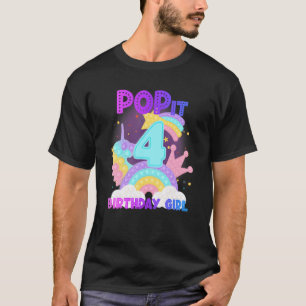 Vierde verjaardag Unicorn Fidget Pop The Birthday T-shirt