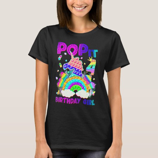 Vierde verjaardag Unicorn Fidget Pop The Birthday T-shirt (Voorkant)