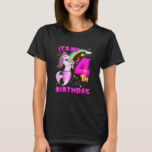 Vierde verjaardag Unicorn Mermicorn Mermaid voor m T-shirt