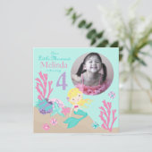 Vierde verjaardag van Blonde Mermaid Kaart (Staand voorkant)