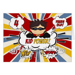 Vierde verjaardag van Boys Super Kind Red Comic Bo