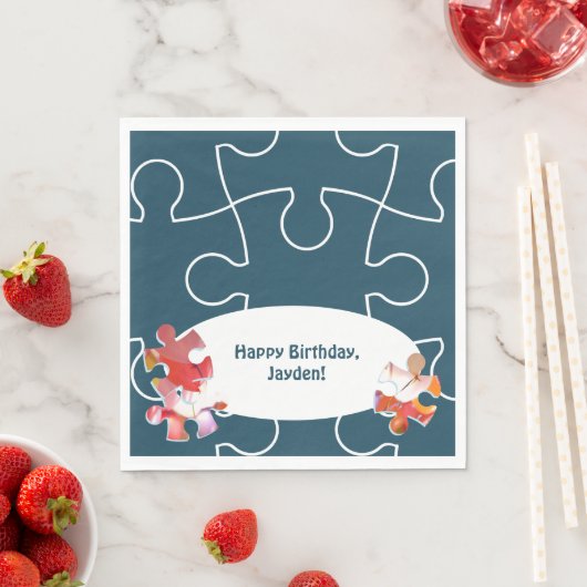 Vierde verjaardag van de bevalling: Puzzle Thema Servet (Insitu)