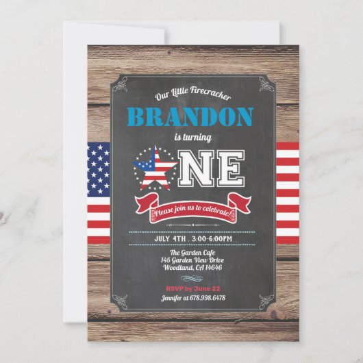 Vierde verjaardag van de eerste verjaardag van jul kaart (Voorkant)