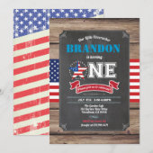 Vierde verjaardag van de eerste verjaardag van jul kaart (Voorkant / Achterkant)