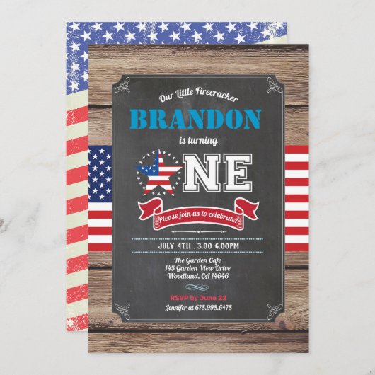 Vierde verjaardag van de eerste verjaardag van jul kaart (Voorkant / Achterkant)