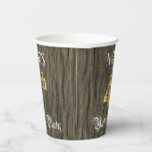 Vierde verjaardag van de Faux Gold & Faux Wood Papieren Bekers (Rechts)