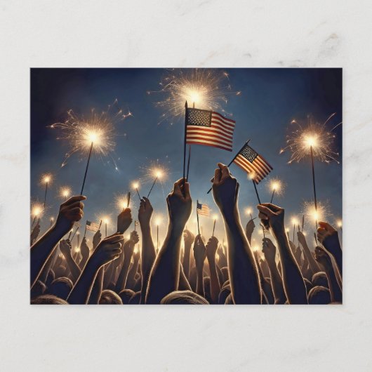 Vierde verjaardag van de feestdag van juli briefkaart (Voorkant)