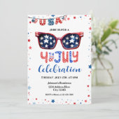 Vierde verjaardag van de feestdag van juli kaart (Staand voorkant)