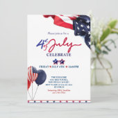 Vierde verjaardag van de feestdag van juli kaart (Staand voorkant)