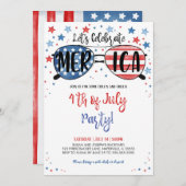 Vierde verjaardag van de feestdag van juli kaart (Voorkant / Achterkant)