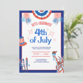 Vierde verjaardag van de feestdag van juli kaart (Staand voorkant)