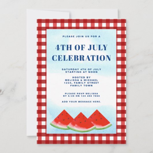 Vierde verjaardag van de feestdag van juli kaart (Voorkant)