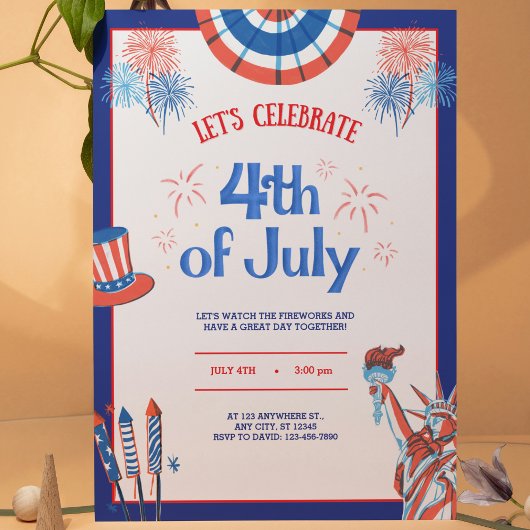 Vierde verjaardag van de feestdag van juli kaart