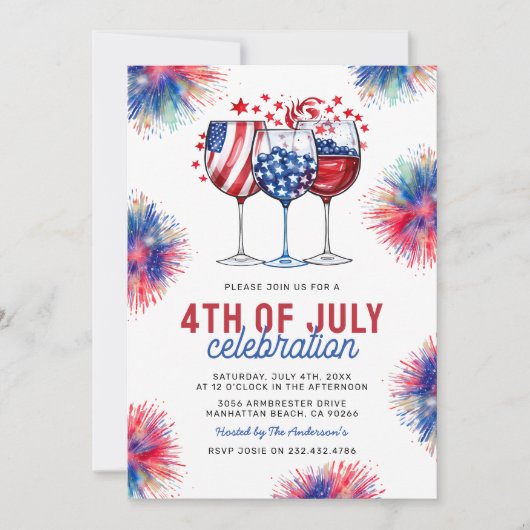 Vierde verjaardag van de feestdag van juli kaart (Voorkant)