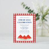 Vierde verjaardag van de feestdag van juli uitnodiging briefkaart (Staand voorkant)