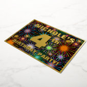 Vierde verjaardag van de geboorte — Fun, kleurrijk Folie Uitnodiging (Gedraaid)