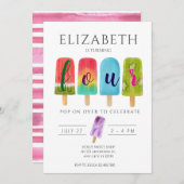 Vierde verjaardag van de geboorte van de zomer kaart (Voorkant / Achterkant)