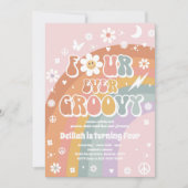 Vierde verjaardag van de Groovy Hippie Kaart (Voorkant)