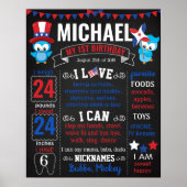 Vierde verjaardag van de Owl Patriottische rode bl Poster (Voorkant)