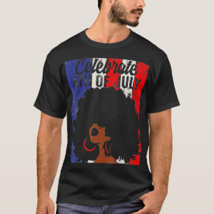 Vierde verjaardag van de retroAfrikaanse Amerikaan T-shirt