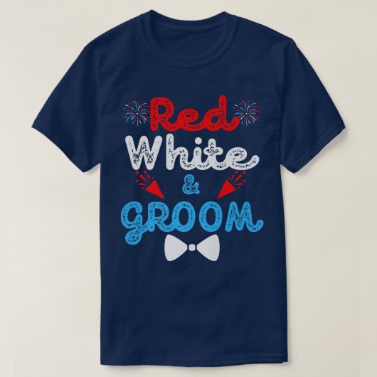 Vierde verjaardag van de Rode Witte en Groom Funny T-shirt (Design voorkant)