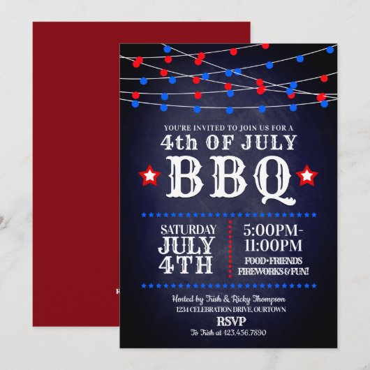 Vierde verjaardag van de Rood-, Wit- en Blauwe Par Kaart (Voorkant / Achterkant)