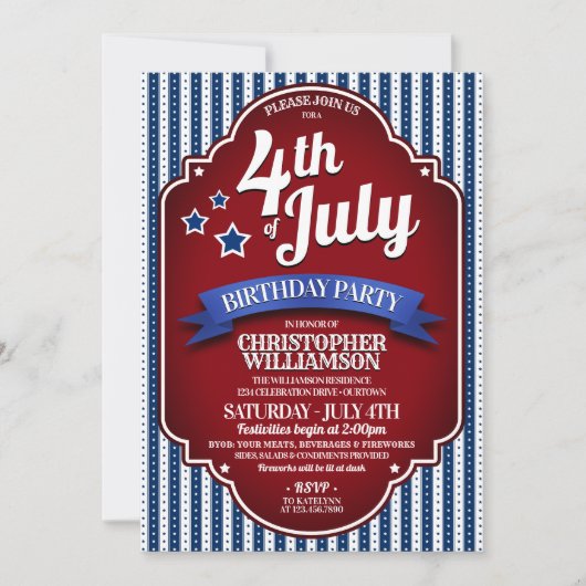 Vierde verjaardag van de verjaardag van de feestda kaart (Voorkant)