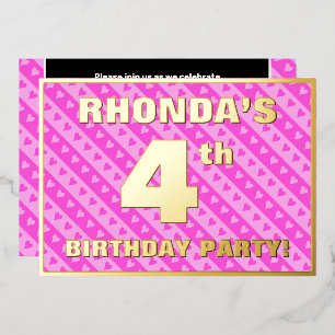 Vierde verjaardag van de verjaardag van de vuurroz folie uitnodiging