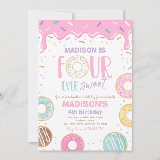 Vierde verjaardag van de vierde verjaardag van de  kaart (Voorkant)