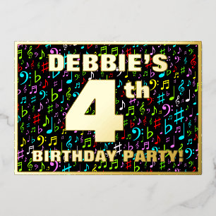 Vierde verjaardag van de Vliegende partij — Fun, C Folie Uitnodiging