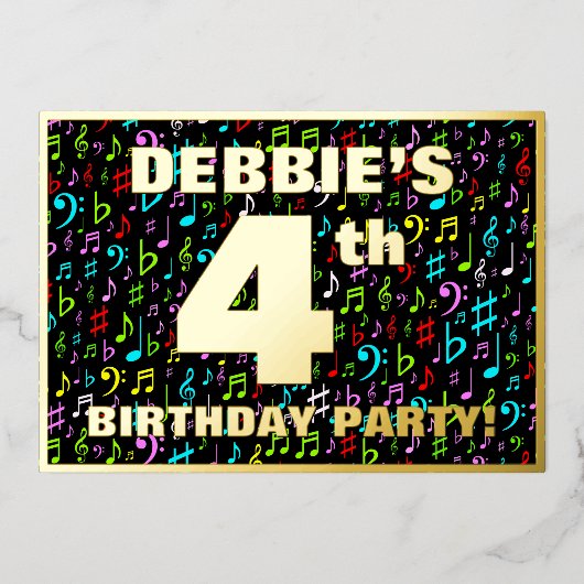 Vierde verjaardag van de Vliegende partij — Fun, C Folie Uitnodiging (Voorkant)