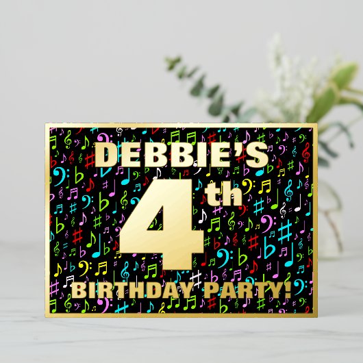 Vierde verjaardag van de Vliegende partij — Fun, C Folie Uitnodiging (Staand Voorkant)