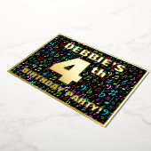 Vierde verjaardag van de Vliegende partij — Fun, C Folie Uitnodiging (Gedraaid)