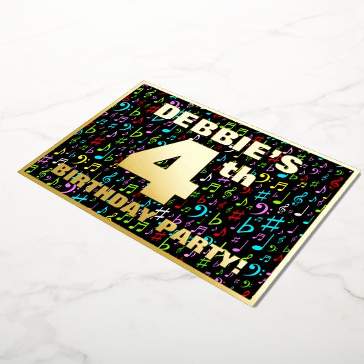 Vierde verjaardag van de Vliegende partij — Fun, C Folie Uitnodiging (Gedraaid)