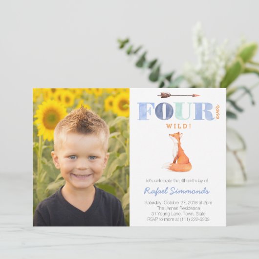 Vierde verjaardag van Fourever Wild of Fourest voo Kaart (Staand voorkant)