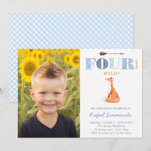 Vierde verjaardag van Fourever Wild of Fourest voo Kaart (Voorkant / Achterkant)