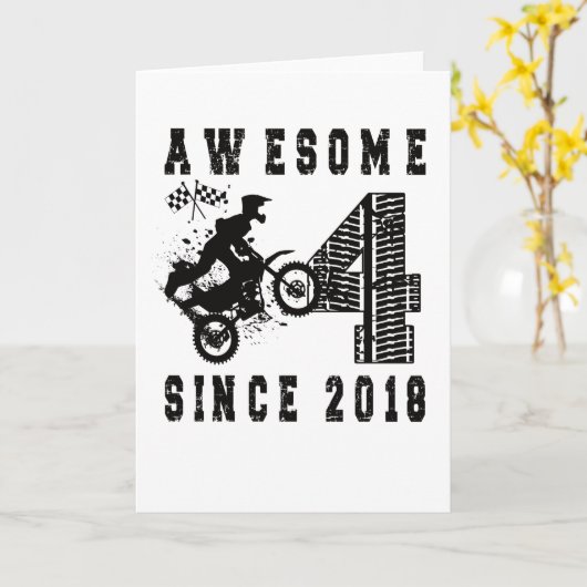 Vierde verjaardag van Gift Dirt Bike Boy geboren i Kaart (Gele Bloem)