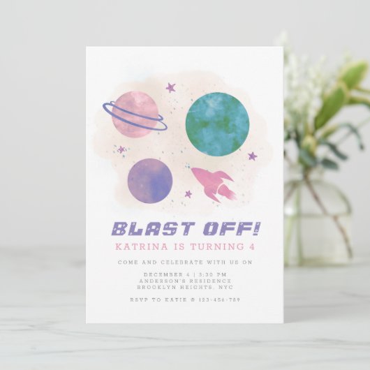 Vierde verjaardag van het Girly Buitspace Galaxy P Kaart (Staand voorkant)