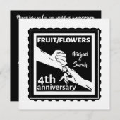 Vierde verjaardag van het huwelijk met romantische kaart (Voorkant / Achterkant)