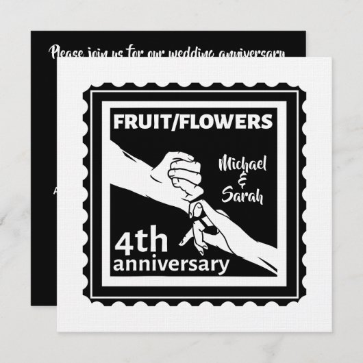 Vierde verjaardag van het huwelijk met romantische kaart (Voorkant / Achterkant)