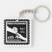 Vierde verjaardag van het huwelijk met romantische sleutelhanger (Achterkant)
