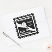 Vierde verjaardag van het huwelijk met romantische vierkante sticker (Envelop)