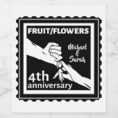 Vierde verjaardag van het huwelijk met romantische wijn etiket (Enkel label)