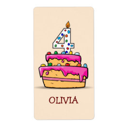 Vierde verjaardag van het meisje, 4 op de zoete ro etiket