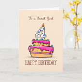 Vierde verjaardag van het meisje, 4 op de zoete ro kaart (Gele Bloem)