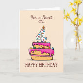 Vierde verjaardag van het meisje, 4 op de zoete ro kaart (Gele Bloem)