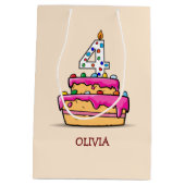 Vierde verjaardag van het meisje, 4 op de zoete ro medium cadeauzakje (Achterkant)