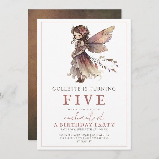 Vierde verjaardag van het meisje kaart (Voorkant / Achterkant)